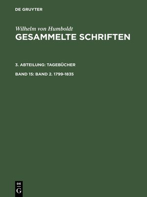 cover image of Wilhelm von Humboldt Gesammelte Schriften, Band 15